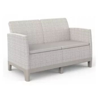 KETER Sofá de jardín dos plazas Scandi Form sofá 2 plazas gris guijarro/beige claro