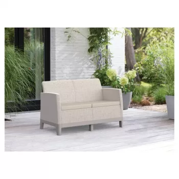 KETER Sofá de jardín dos plazas Scandi Form sofá 2 plazas gris guijarro/beige claro