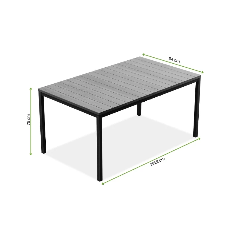 KETER Mesa de jardín Deco Porto Nova 160 gris/negro