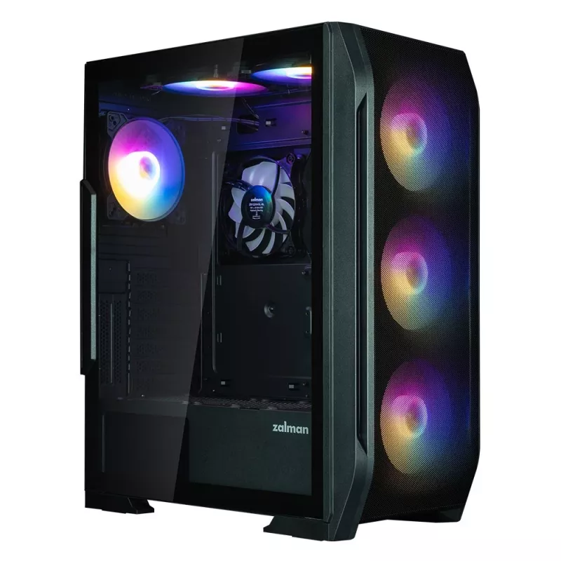 Zalman N7 PLUS V2 carcasa de PC ATX Midi-Tower, 7 ventiladores ARGB de 120mm, cristal templado, negro