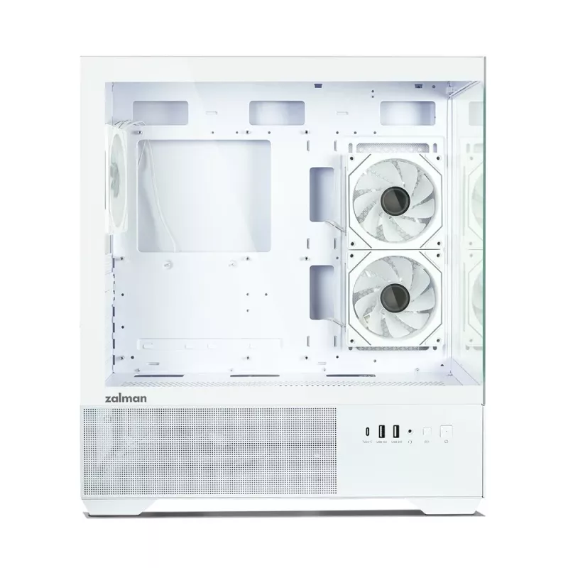 Zalman CHRONIX V2 White carcasa de PC ATX Mid Tower con 3 ventiladores ARGB de 120mm y panel lateral de cristal templado