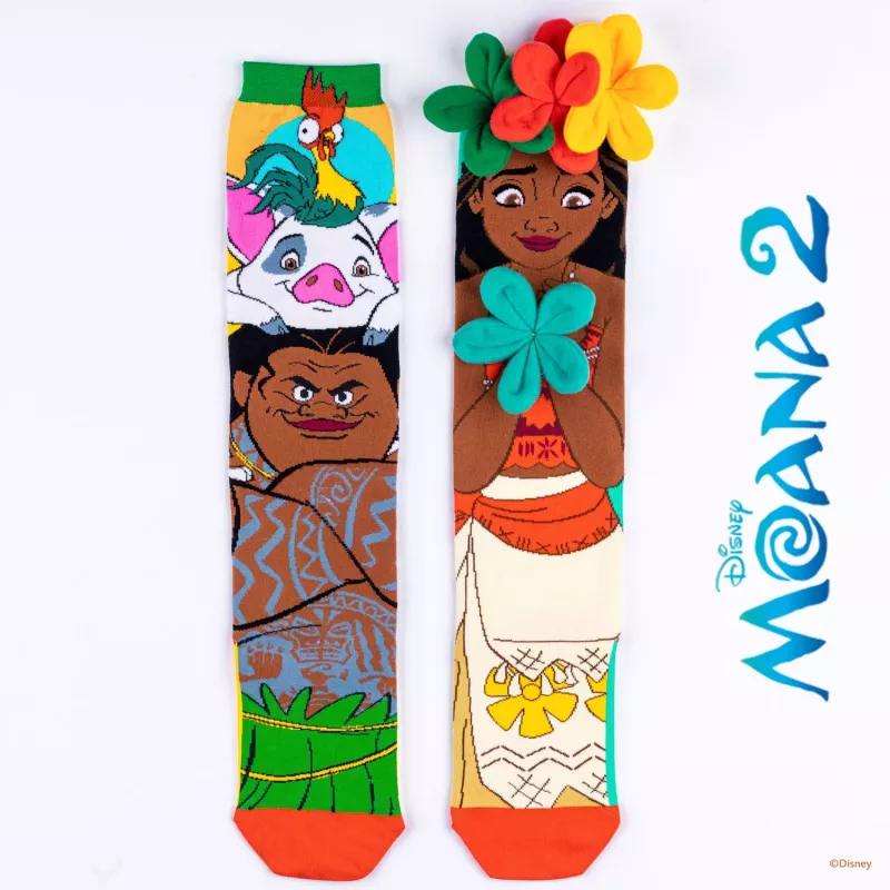 MADMIA calcetines infantiles altos Vaiana Moana 2 flores 3D Maui Disney / Md026