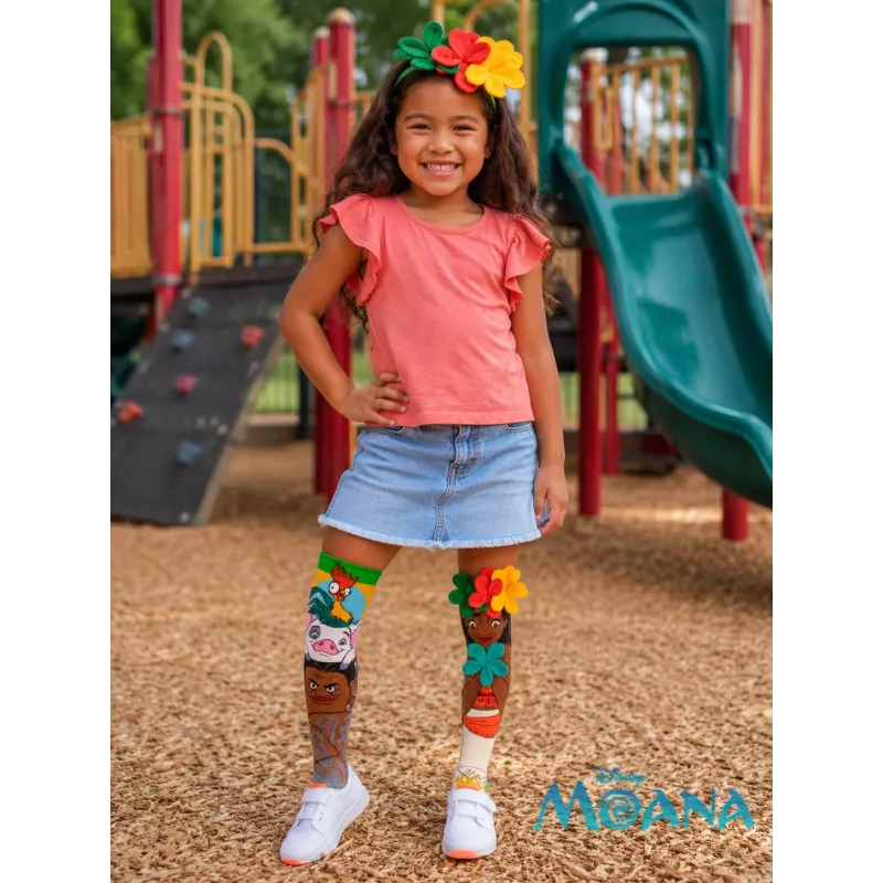 MADMIA calcetines infantiles altos Vaiana Moana 2 flores 3D Maui Disney / Md026