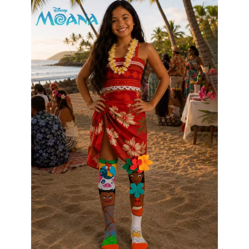 MADMIA calcetines infantiles altos Vaiana Moana 2 flores 3D Maui Disney / Md026