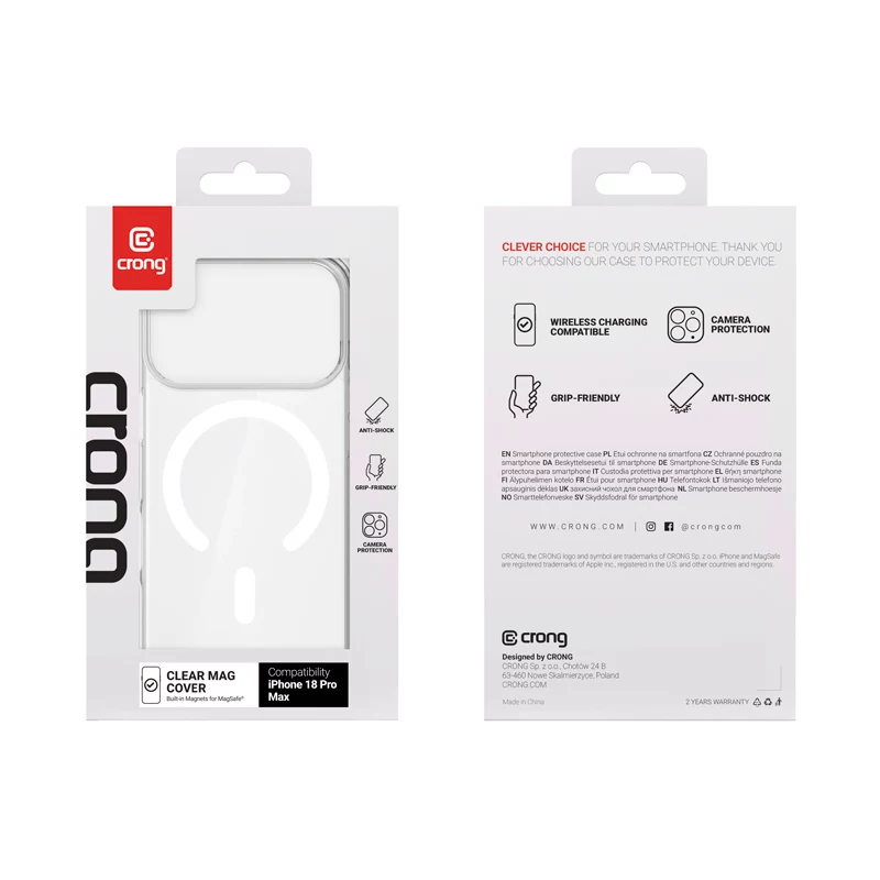 Crong Clear MAG Cover - Funda MagSafe iPhone 18 Pro Max / 17 Pro Max (transparente)