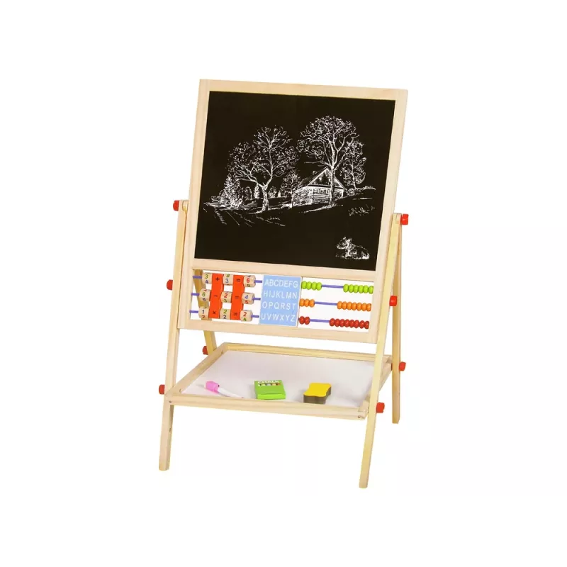 LEAN TOYS Bandeja de madera 2en1 Ábaco Tiza Lápiz