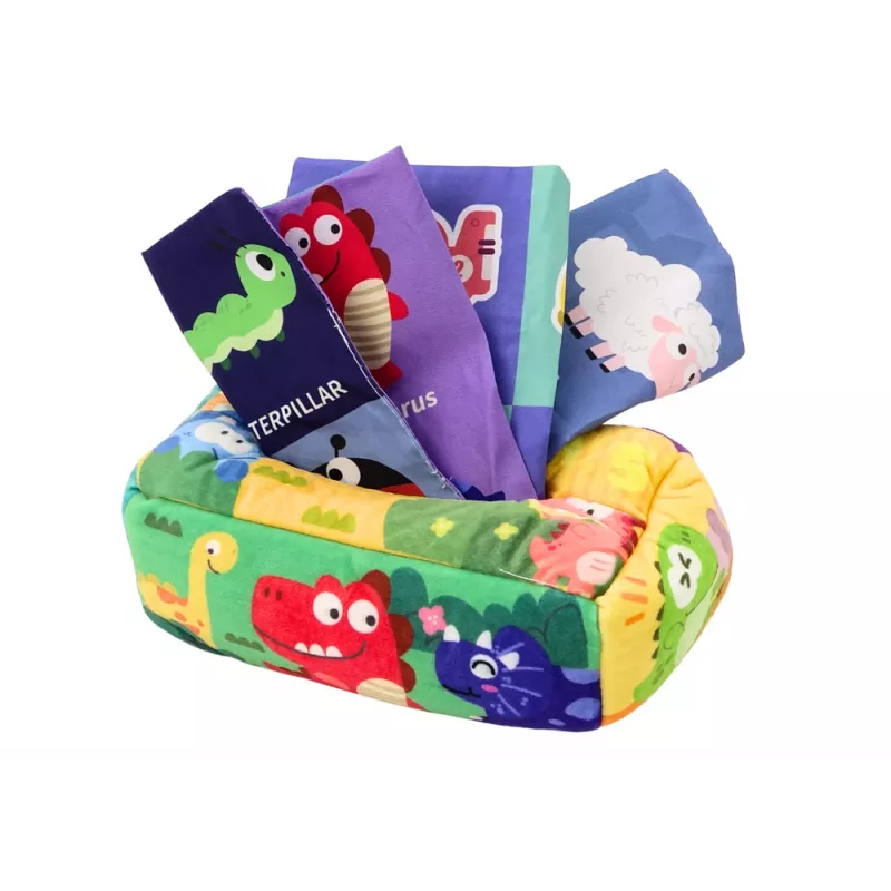 LEAN TOYS Caja de pañuelos suave con 6 telas y 3 pañuelos multicolor con sonido crujiente