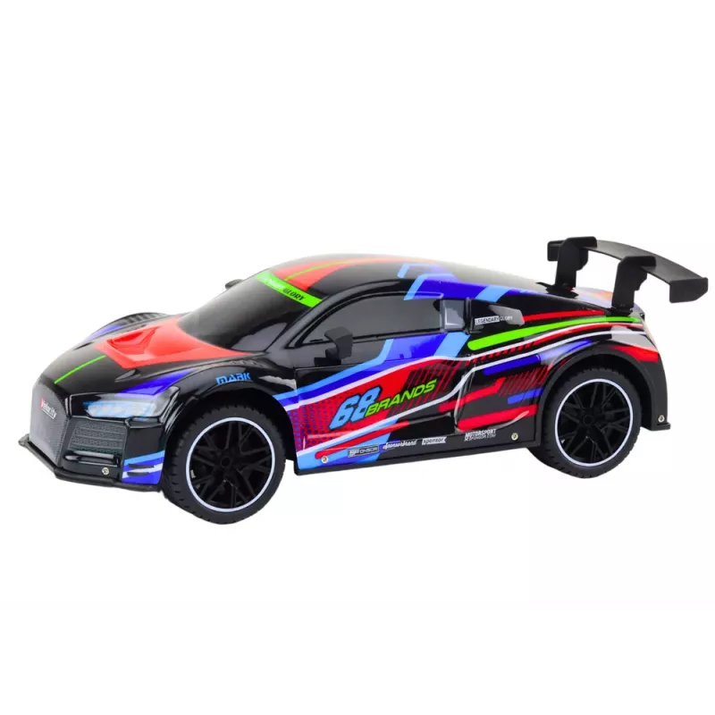 LEAN TOYS Coche deportivo RC 1:10 25km/h Luces Negro