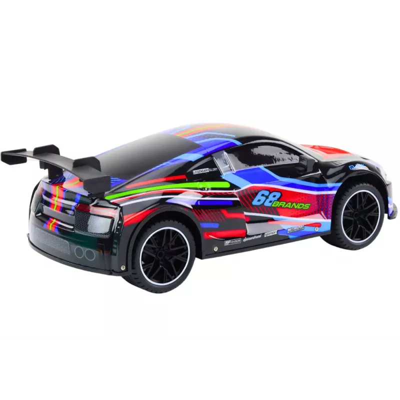 LEAN TOYS Coche deportivo RC 1:10 25km/h Luces Negro