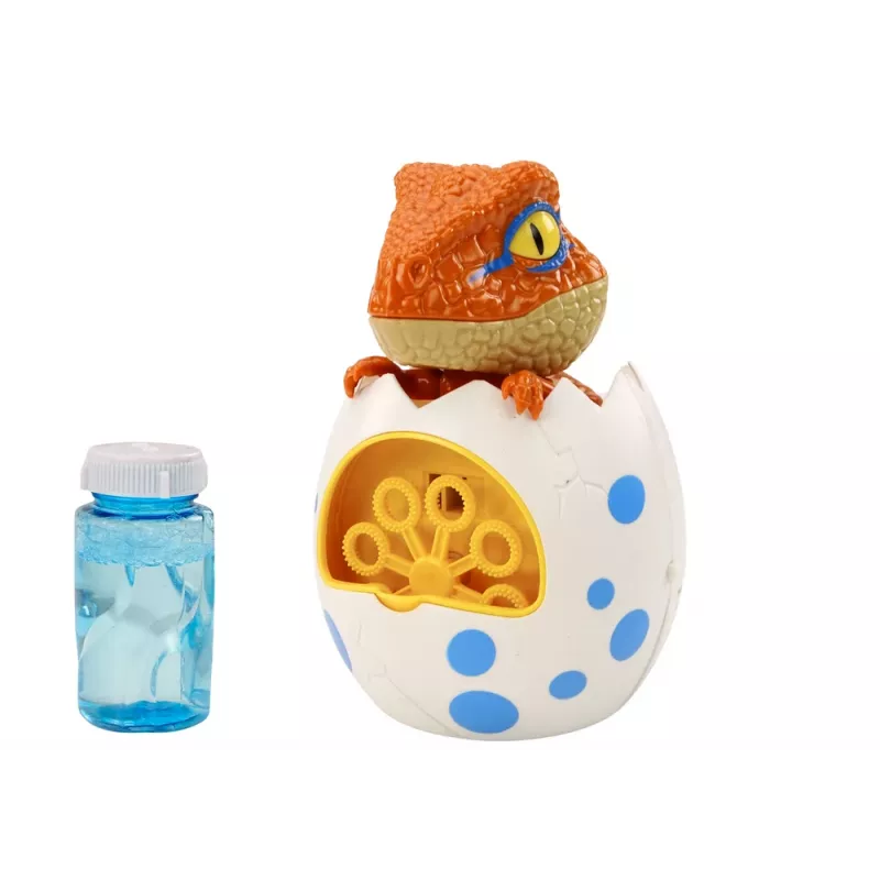 LEAN TOYS Máquina de pompas de jabón dinosaurio en huevo líquido