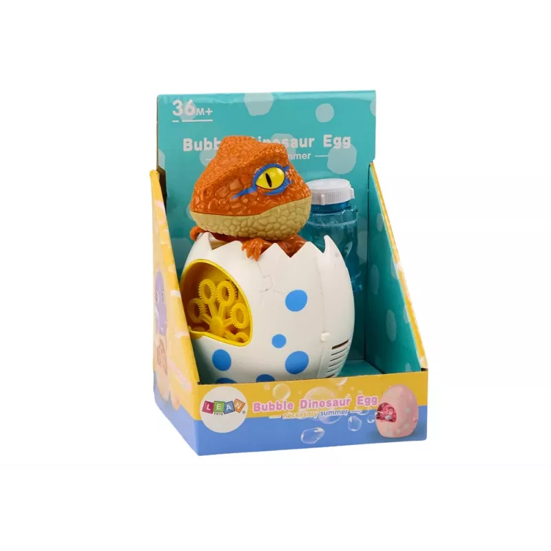 LEAN TOYS Máquina de pompas de jabón dinosaurio en huevo líquido