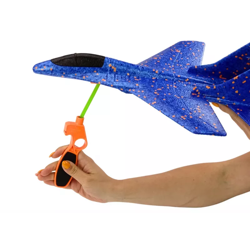 LEAN TOYS Avión de combate de poliestireno con lanzador azul