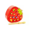 LEAN TOYS Juego de habilidad de madera Catch the Bug Fresa Rojo