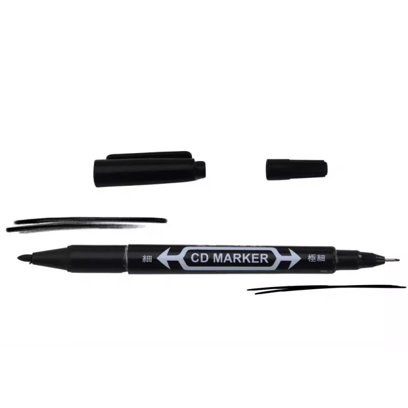 LEAN Set de 10 rotuladores de doble punta resistentes al agua para CDs, Negro