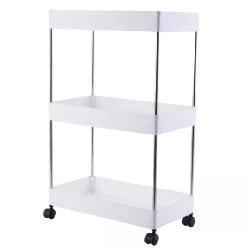 LEAN TOYS Estantería móvil 3 niveles Blanco con ruedas