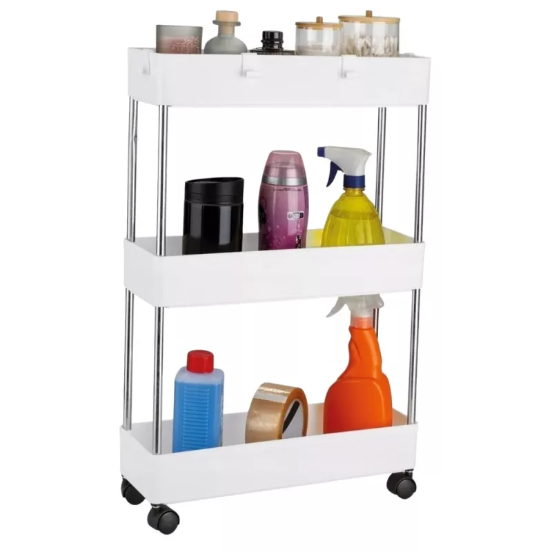 LEAN TOYS Estantería móvil 3 niveles Blanco con ruedas