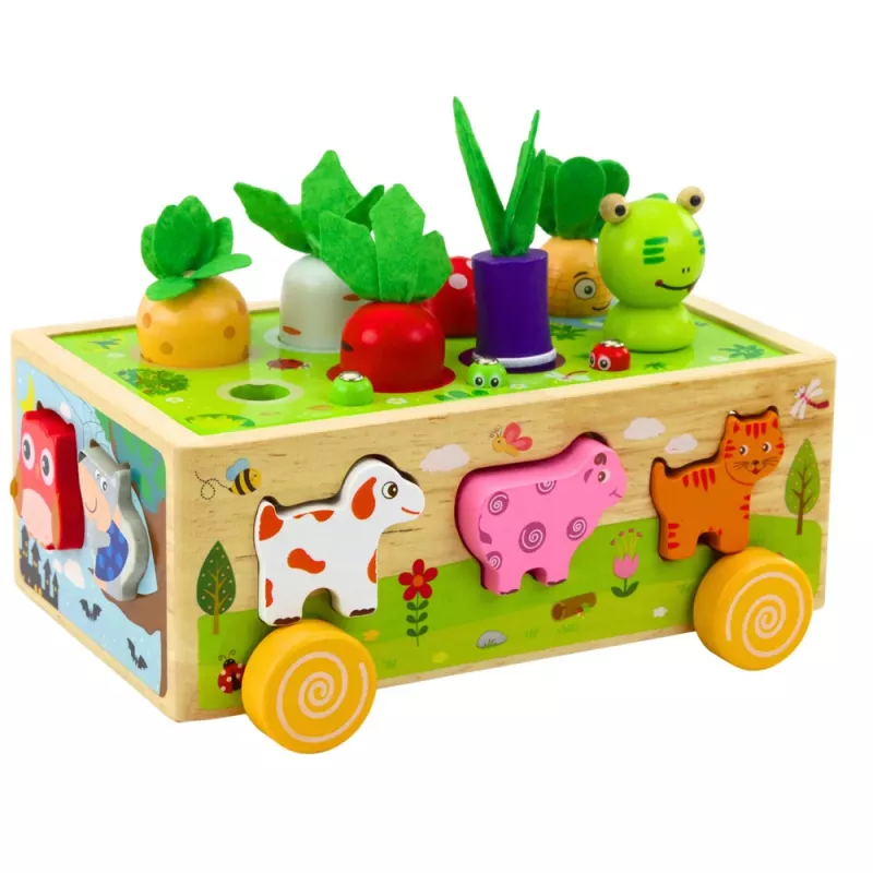 LEAN TOYS Puzle de madera Happy Farm Clasificador de gusanos magnético
