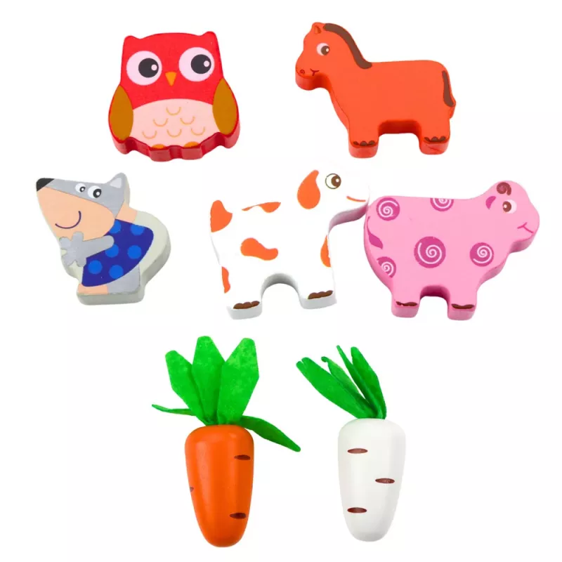 LEAN TOYS Puzle de madera Happy Farm Clasificador de gusanos magnético