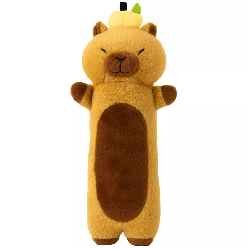 LEAN TOYS Mascota de peluche capibara con cojín rodillo de frutas marrón 45cm
