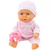 LEAN TOYS Muñeca bebé en bolsa de transporte con pijama, gorro y chupete, rosa