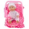 LEAN TOYS Muñeca bebé en bolsa de transporte con pijama, gorro y chupete, rosa