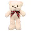 LEAN TOYS Mascota de peluche osito de peluche con lazo blanco 30cm