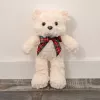 LEAN TOYS Mascota de peluche osito de peluche con lazo blanco 30cm