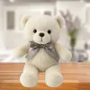 LEAN TOYS Mascota de peluche osito de peluche con lazo Happy Every Day blanco 55cm