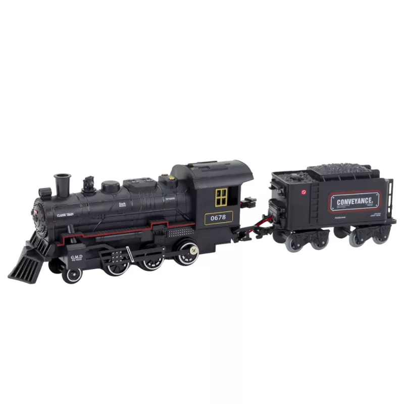 LEAN TOYS Tren eléctrico clásico con mando a distancia, luces, sonidos y humo