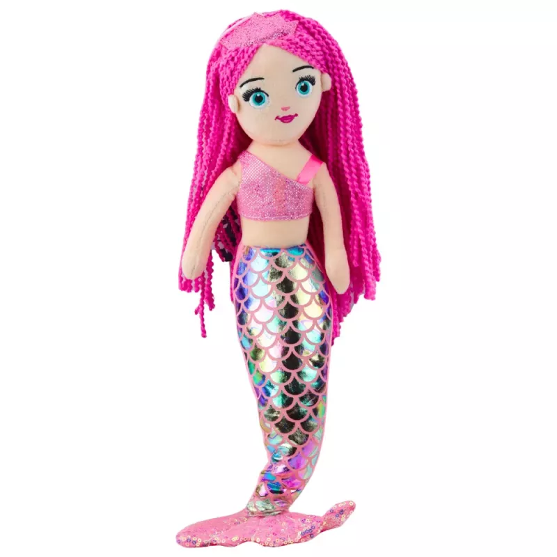 LEAN TOYS Peluche sirena peluche cola holográfica rosa 48cm