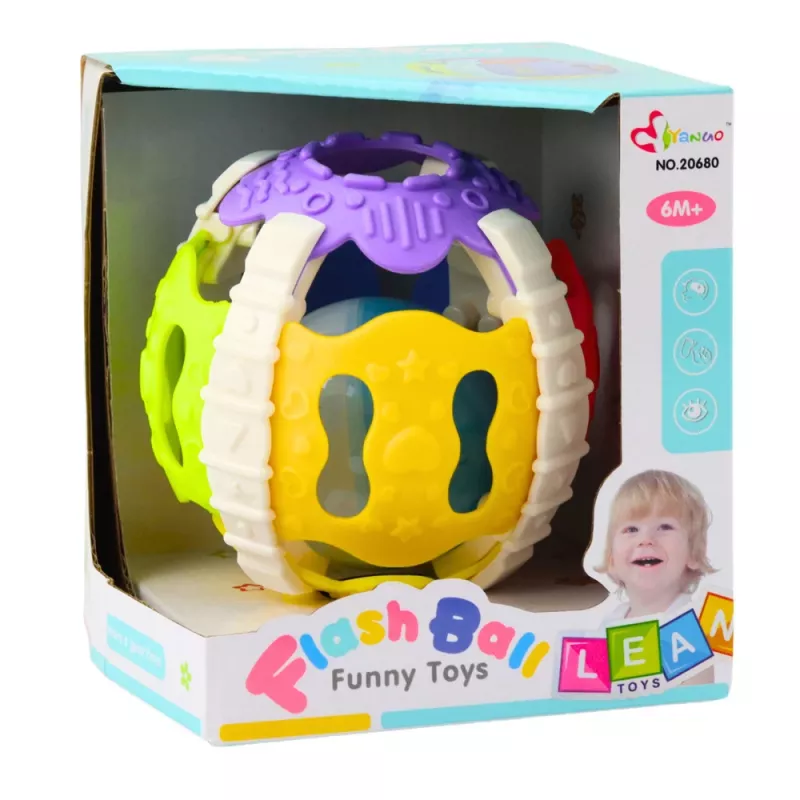 LEAN TOYS Pelota sensorial para bebés de goma con luz y sonidos, multicolor