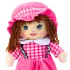 LEAN TOYS Muñeca de tela peluche vestido de cuadros rosa 35 cm