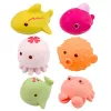 LEAN TOYS Set de 6 animales marinos de goma didácticos para bañarse y jugar.