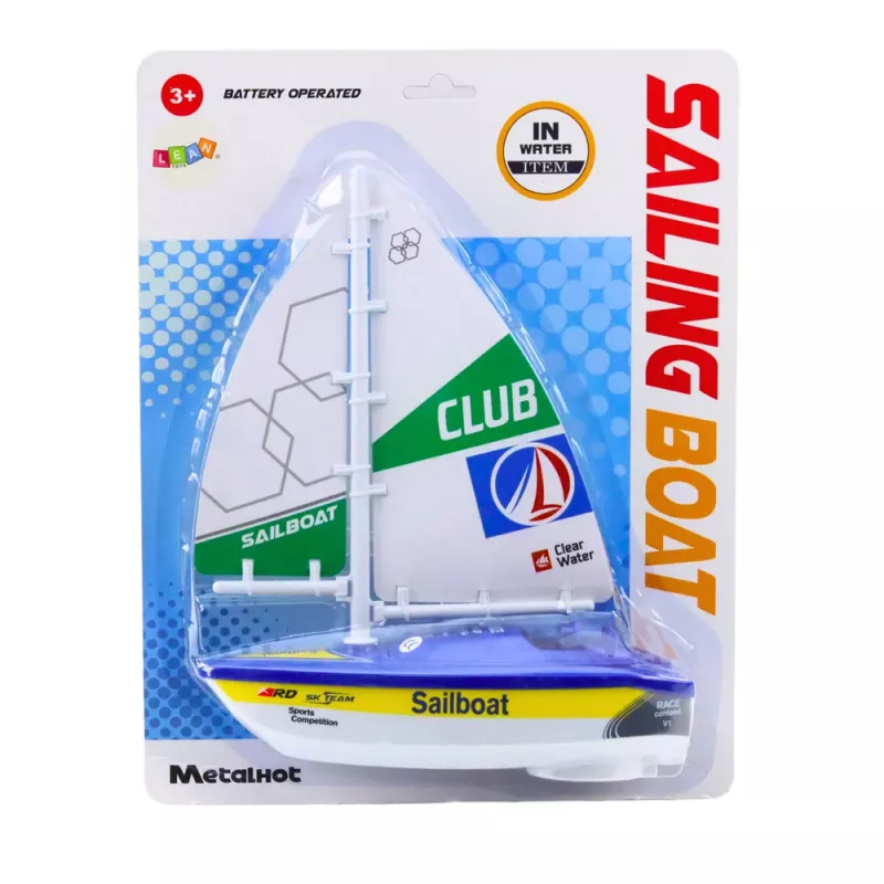 LEAN TOYS Velero barco acuático a pilas propulsión por turbina azul