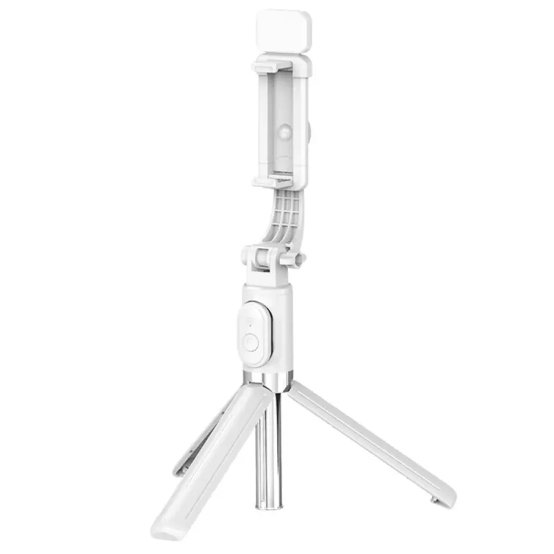 LEAN Trípode palo selfie con mando a distancia Bluetooth y soporte para móvil ZS8 blanco