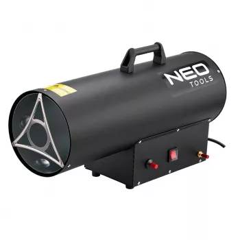 NEO TOOLS 90-085-01 Calefacción de gas 50 kW con termostato, IPX4, GLP, caudal de aire 1000 m³/h, incluye regulador y manguera