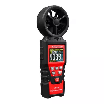 HABOTEST HT625B anemómetro digital con USB, medidor de velocidad del viento/temperatura/volumen de aire, LCD retroiluminada, sensor de hélice externo