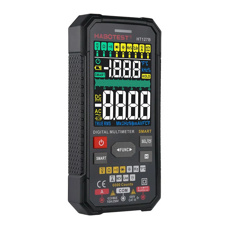 Habotest HT127B multímetro digital universal True RMS 6000 cuentas auto-ranging con NCV y temperatura