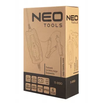NEO TOOLS 11-890 cargador de batería automático 2A/35W para baterías de plomo-ácido, AGM, gel de 12V 4-60Ah