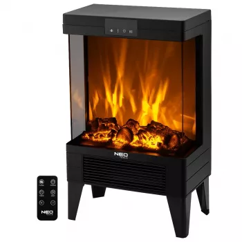 NEO TOOLS 90-159 chimenea eléctrica 2000W con efecto de llama LED 3D, negro