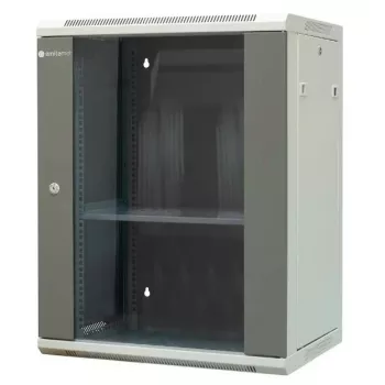 EMITERNET EM/AP6415 armario de red de pared 15U con puerta de cristal templado, 600x450x770 mm, negro