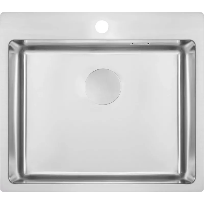 DEANTE ZPO_010B fregadero de cocina de acero inoxidable de un seno, satinado, 440x440 mm, encastrado, con válvula de desagüe