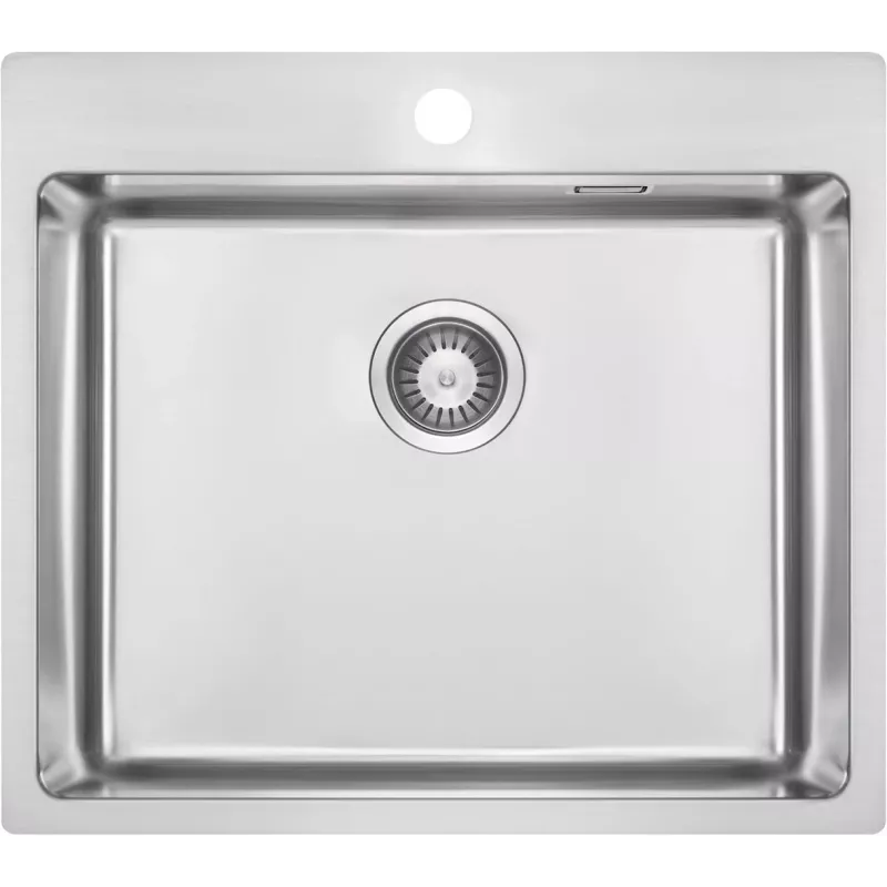 DEANTE ZPO_010B fregadero de cocina de acero inoxidable de un seno, satinado, 440x440 mm, encastrado, con válvula de desagüe