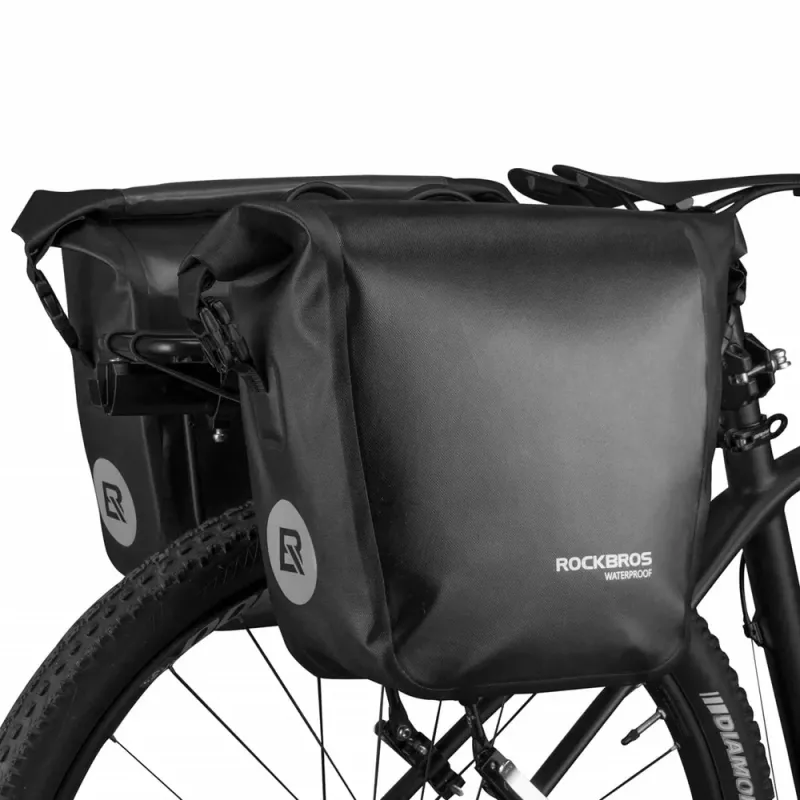 Rockbros AS-003-1BK Bolsa de bicicleta impermeable con correa de hombro montaje delantero/trasero 10-14 l - negra