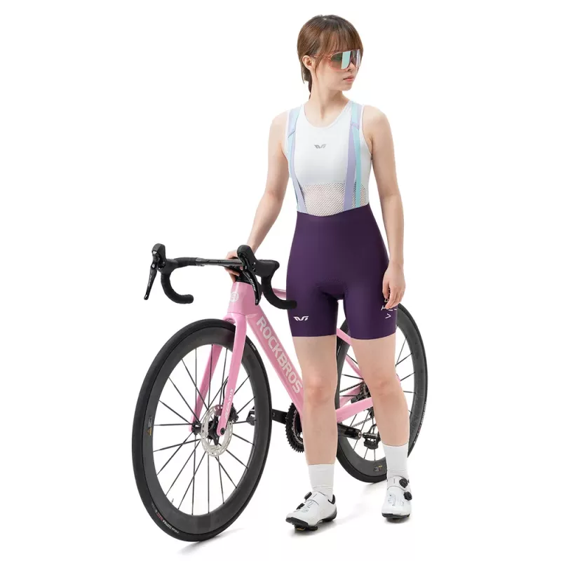 Rockbros YDDK017-1 TVI Culotte de ciclismo con tirantes y badana para mujer L – lila