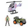 LEAN TOYS Base de investigación Puerta del parque de dinosaurios Helicóptero Quad Figuras Explorador