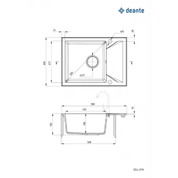 DEANTE ZQJ N11A Fregadero de granito 1 cubeta con escurridor, Grafito