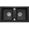 DEANTE ZQZ_G203 Fregadero de cocina de compuesto de granito 2 cubetas con escurridor, Negro
