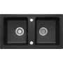 DEANTE ZQZ_G203 Fregadero de cocina de compuesto de granito 2 cubetas con escurridor, Negro