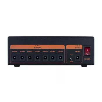 JOYO JJP04 Fuente de alimentación para pedal de efectos de guitarra - 10 salidas aisladas, DC 9V/12V/18V, aleación de aluminio, Negro